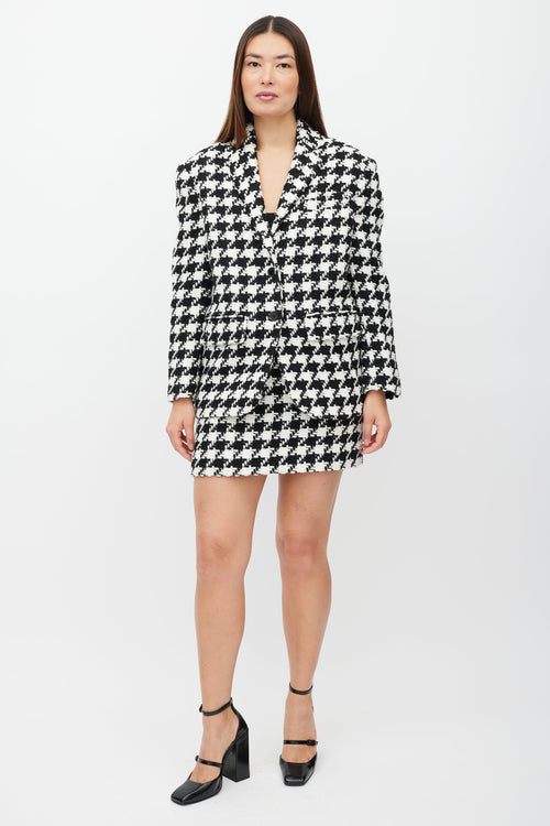 Anine Bing Black & White Woven Houndstooth Co-Ord Set