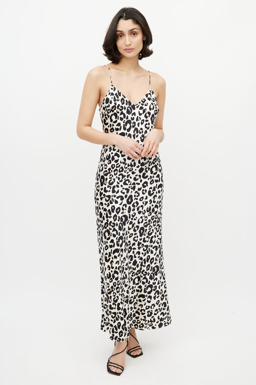 Anine Bing Cream & Black Silk Printed Maxi Dress