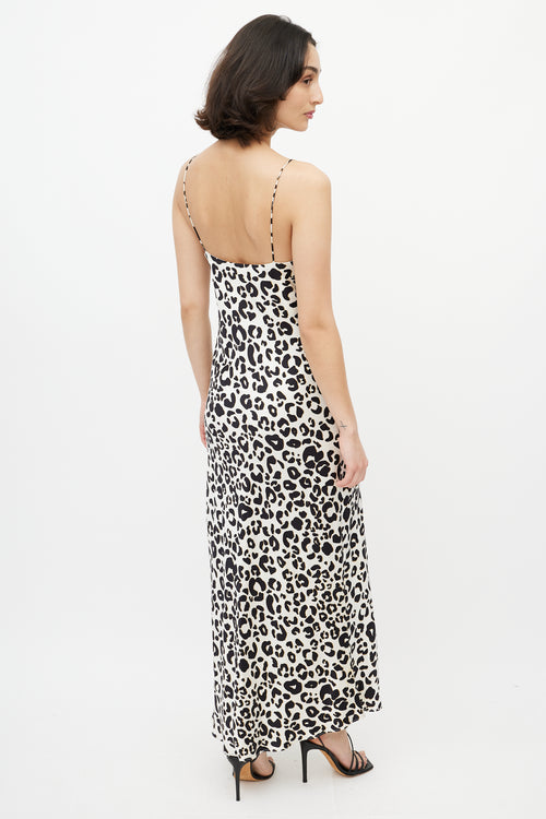 Anine Bing Cream & Black Silk Printed Maxi Dress