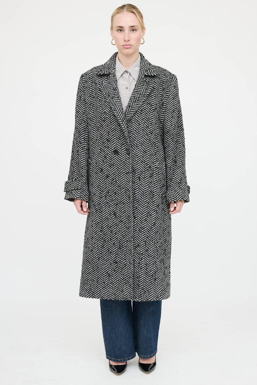 Anine Bing Double Breasted Chevron Coat