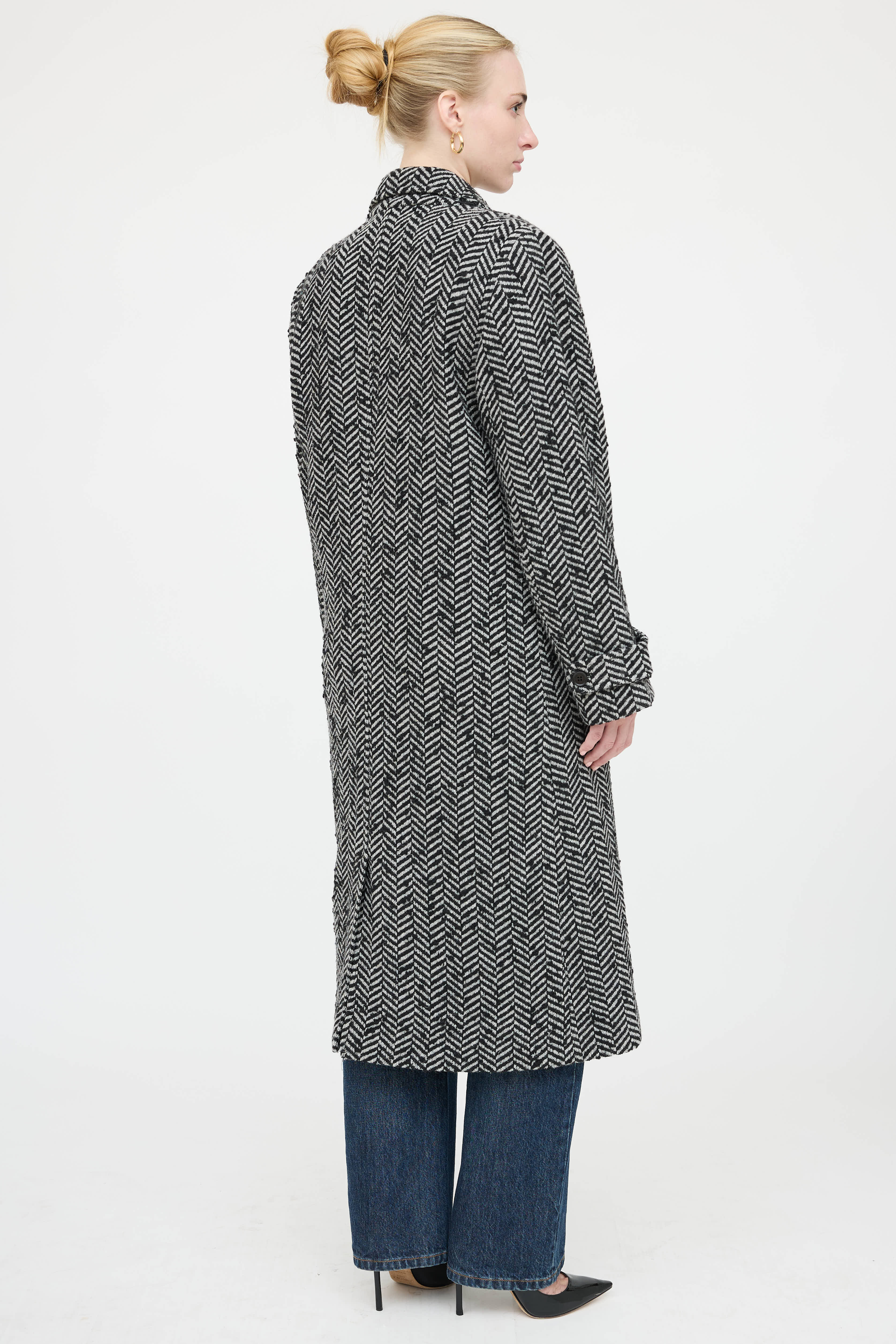 Anine Bing Double Breasted Chevron Coat