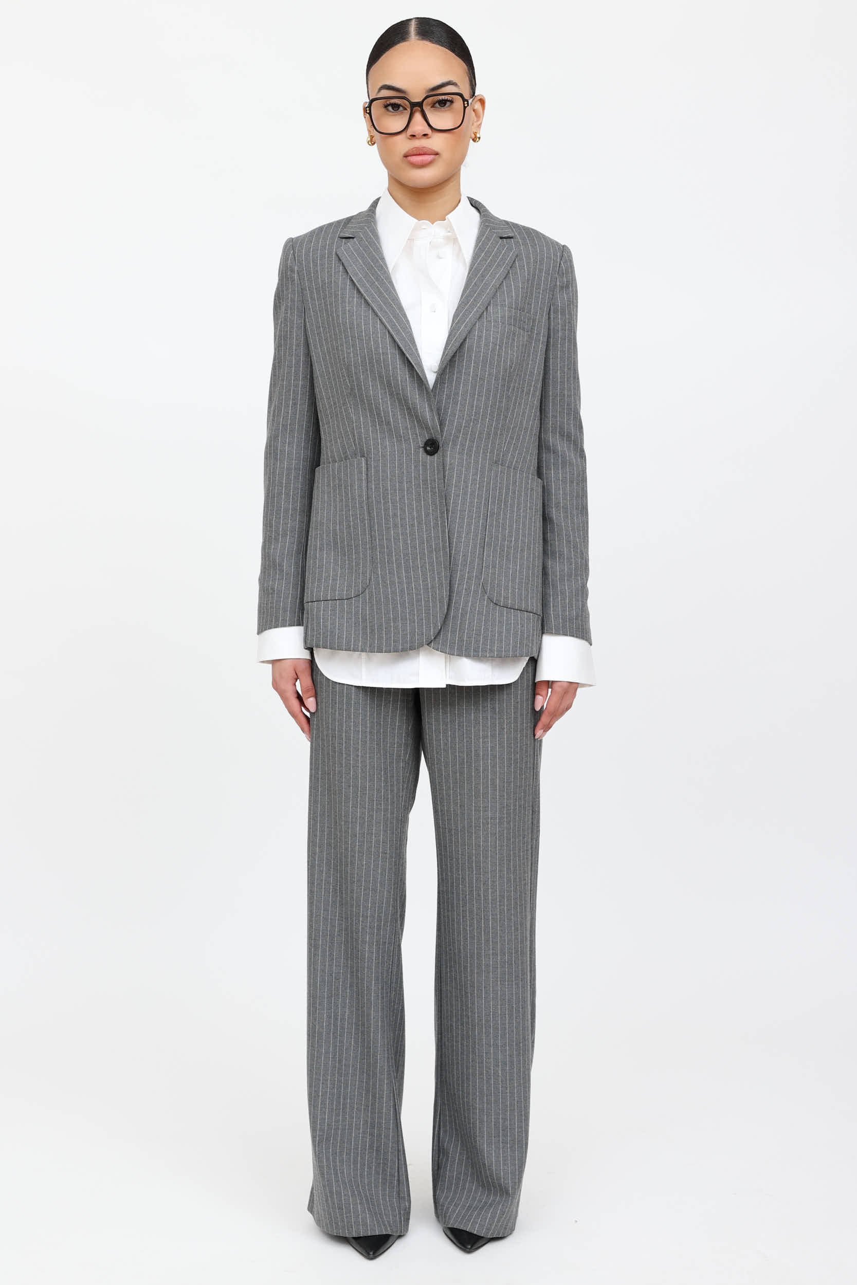 Anine Bing Pinstripe Blazer & Pant Co-ord Set