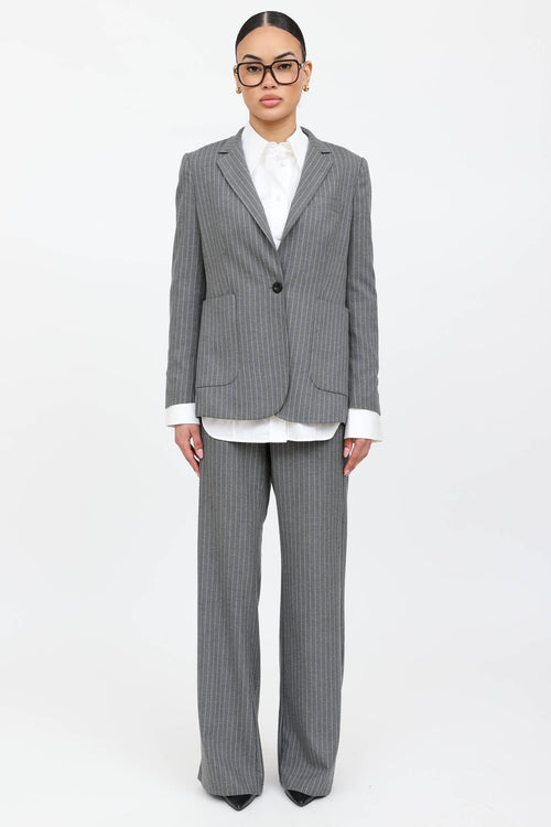 Anine Bing Pinstripe Blazer & Pant Co-ord Set