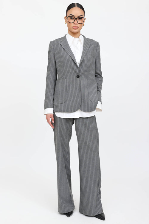 Anine Bing Pinstripe Blazer & Pant Co-ord Set