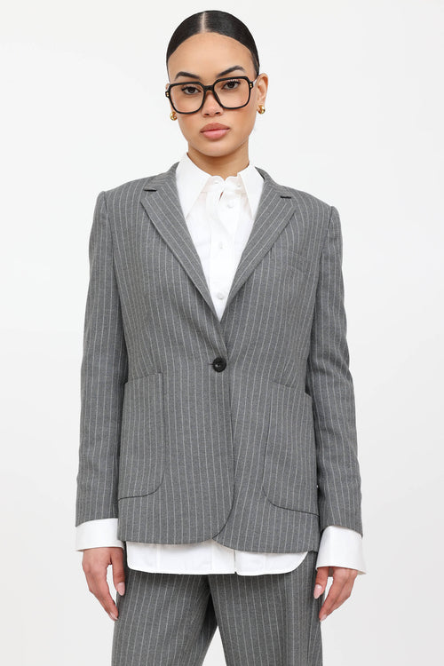 Anine Bing Pinstripe Blazer & Pant Co-ord Set