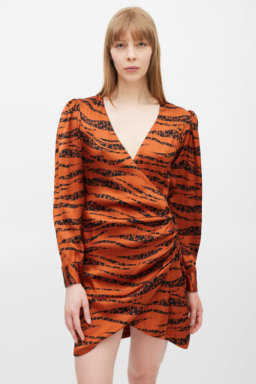 Anine Bing Orange & Black Wrap Dress