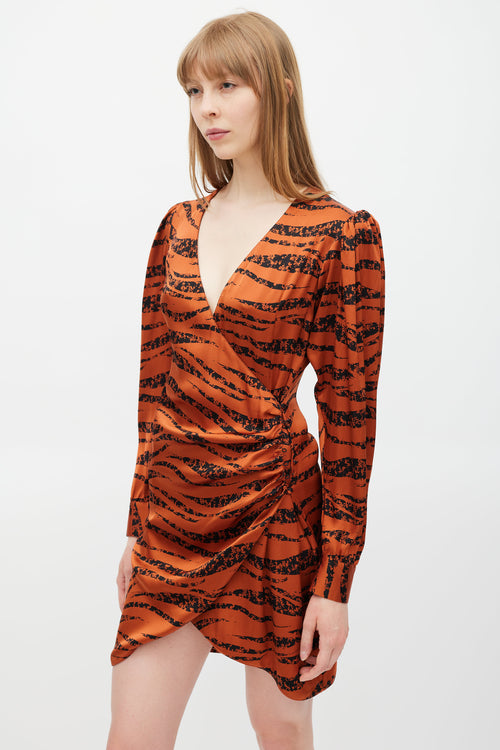Anine Bing Orange & Black Wrap Dress