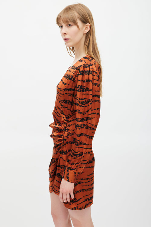 Anine Bing Orange & Black Wrap Dress
