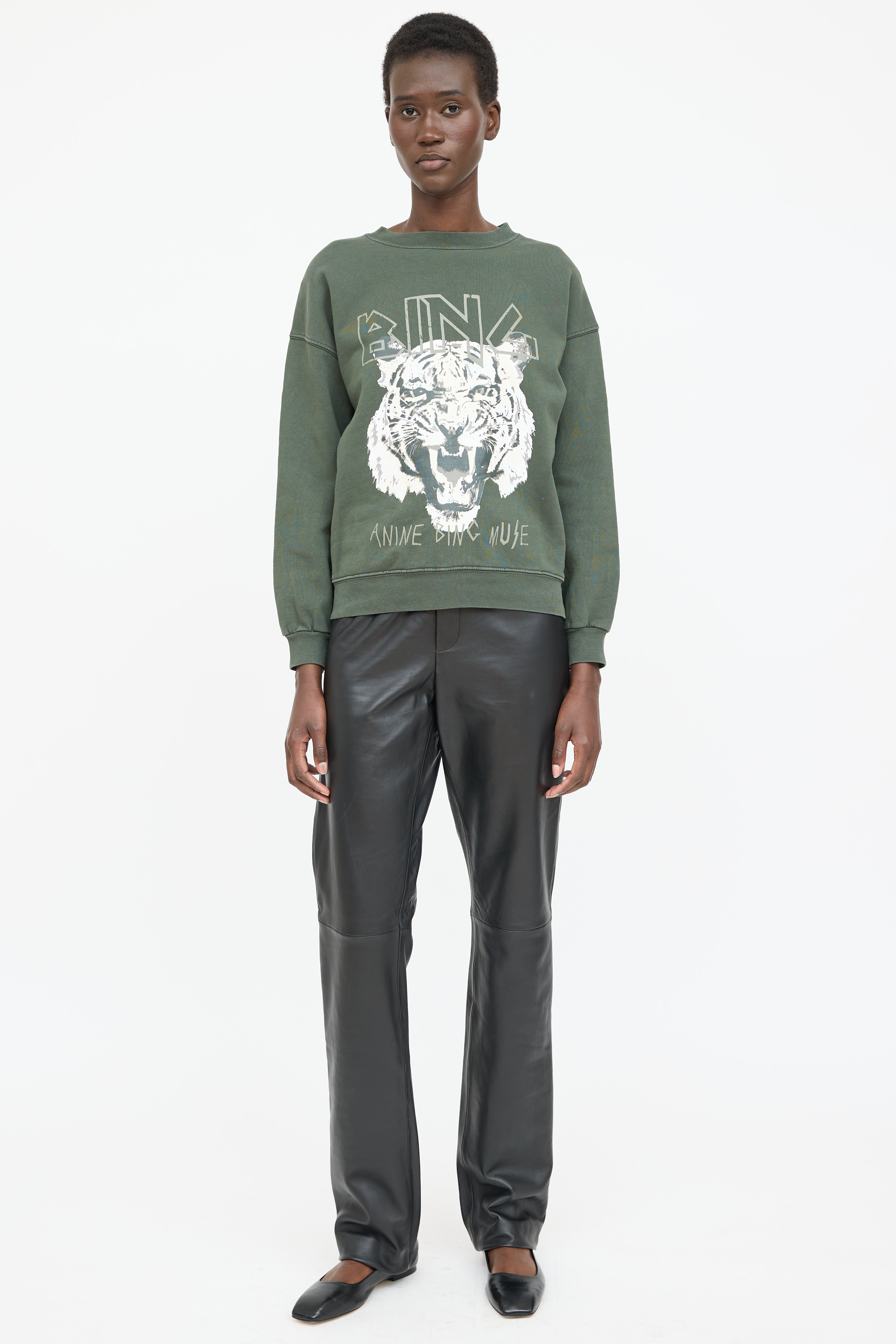 Anine Bing Graphic Print Crewneck Sweater