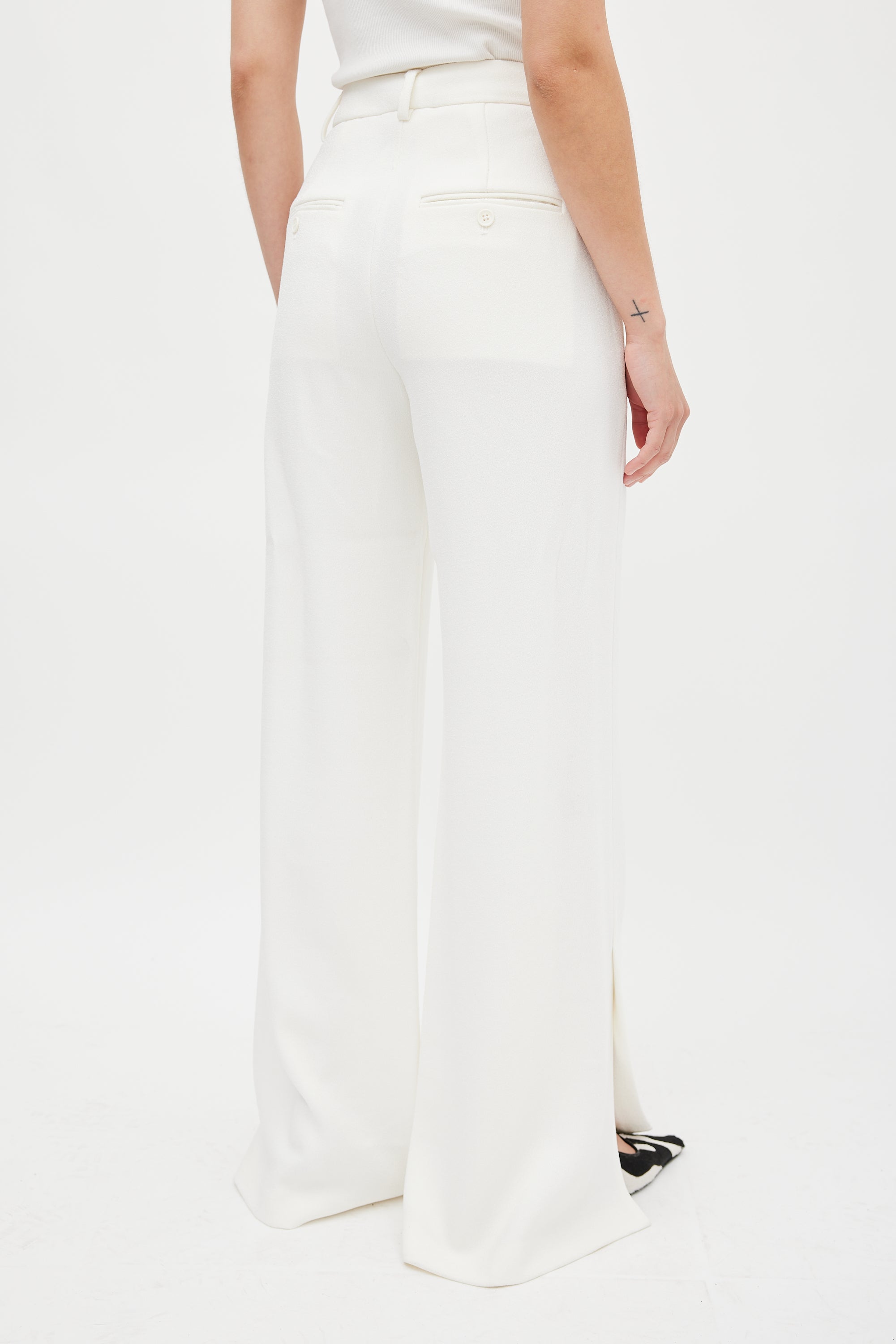 Anine Bing White Wide Flared Split Trouser