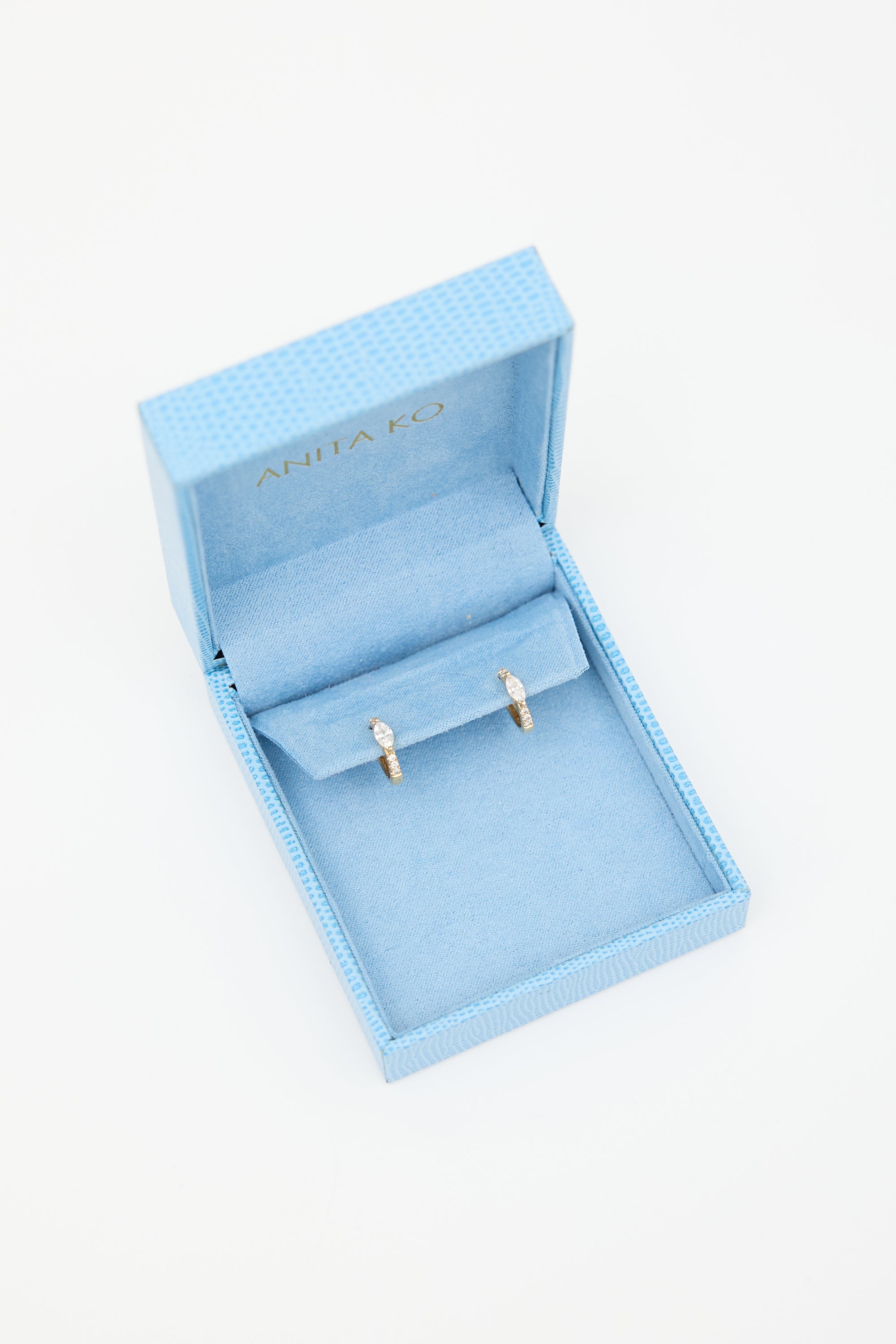 Anita Ko 18K Gold & Marquise Diamond Huggie Earrings