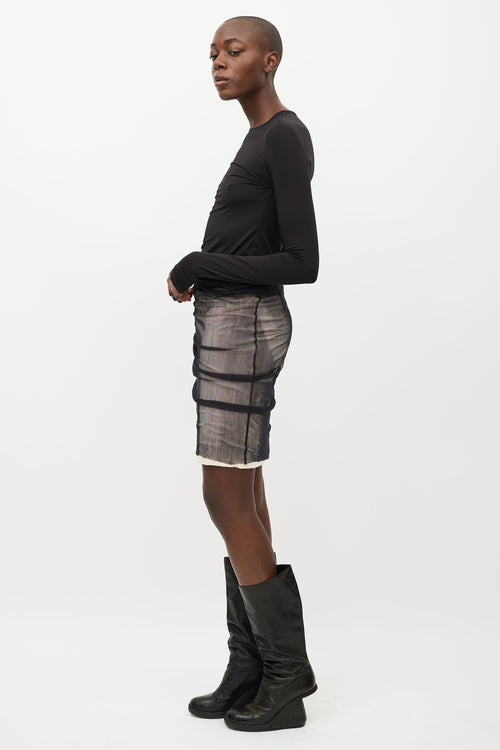 Ann Demeulemeester Beige & Black Layered Mesh Skirt