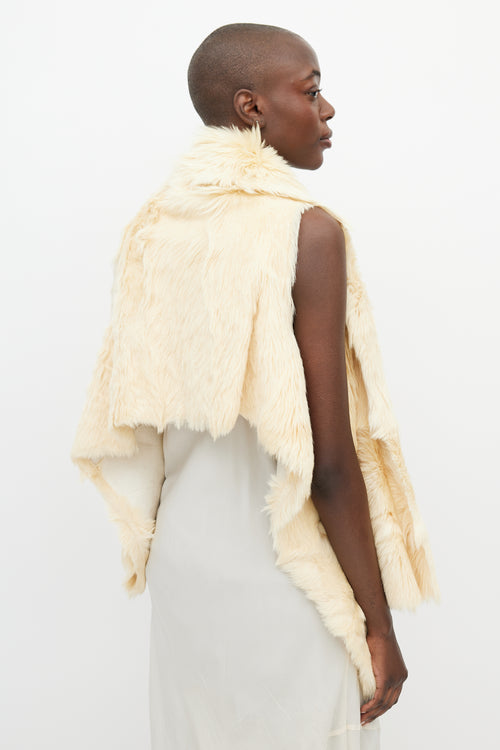 Ann Demeulemeester Fall 2000 Cream Fur & Leather Asymmetrical Vest