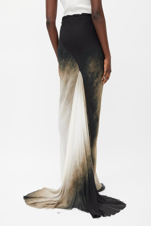 Ann Demeulemeester Spring 2012 Black & White Silk Ombre Maxi Skirt