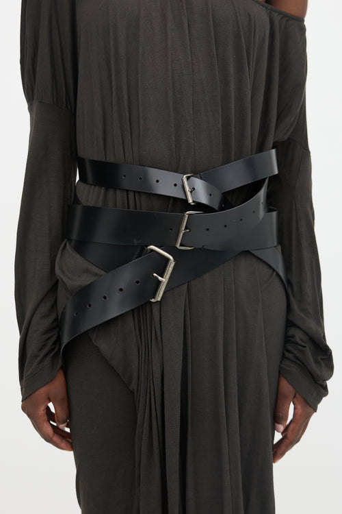 Ann Demeulemeester FW 2018 Leather Triple Buckle Belt