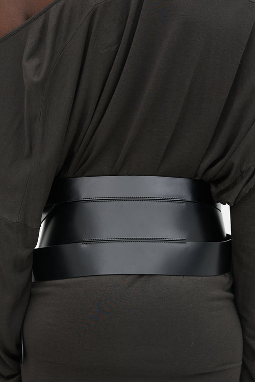 Ann Demeulemeester FW 2018 Leather Triple Buckle Belt