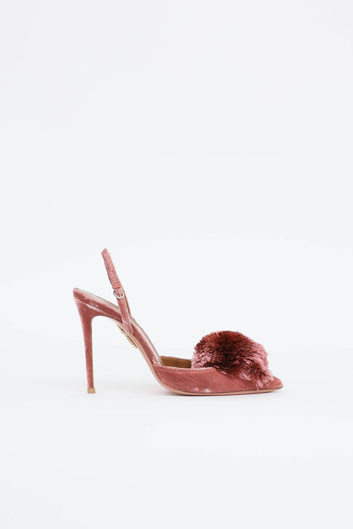 Aquazzura Velvet Puff Slingback Heel