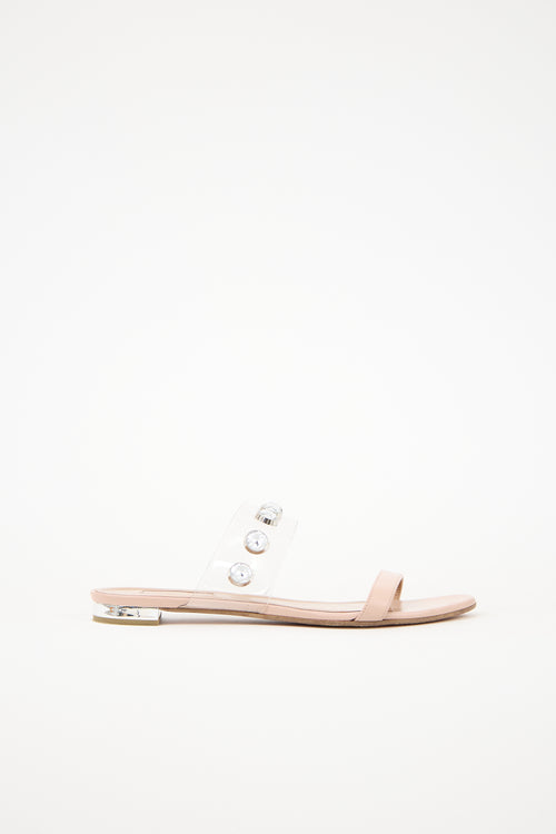 Aquazzura Leather & PVC Crystal Slide
