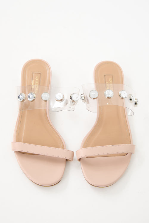 Aquazzura Leather & PVC Crystal Slide