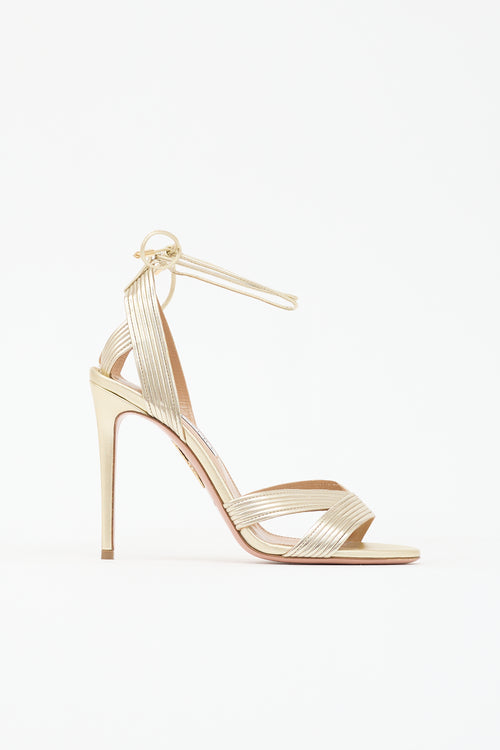 Aquazzura Metallic Leather Ari Sandal