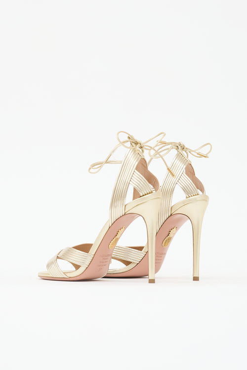 Aquazzura Metallic Leather Ari Sandal