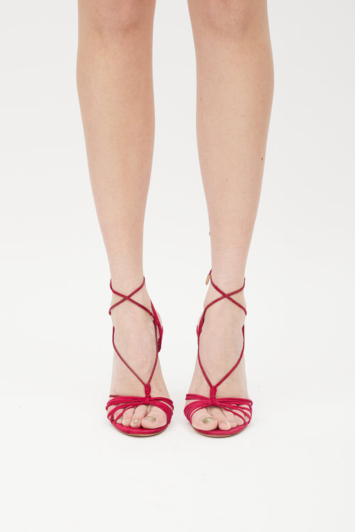 Aquazzura Pink & Gold Suede Whisper Sandal  Edit alt text