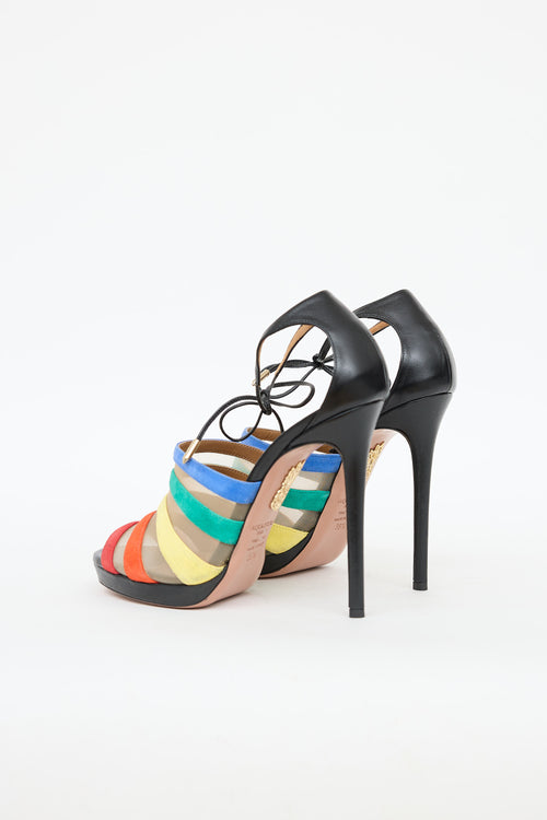 Aquazzura Mesh Leather Peep Toe Pump