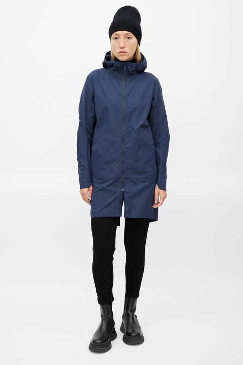 Arc'teryx Veilance Navy Nylon Hooded Coat