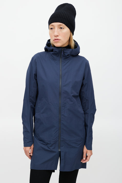 Arc'teryx Veilance Navy Nylon Hooded Coat