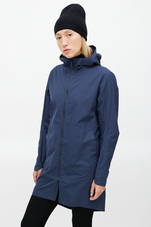 Arc'teryx Veilance Navy Nylon Hooded Coat