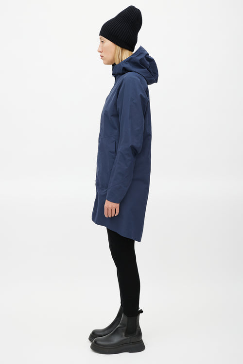 Arc'teryx Veilance Navy Nylon Hooded Coat