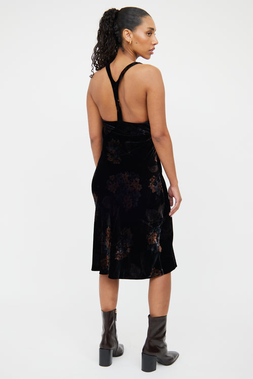 Armani Brown & Black Velvet Midi Dress