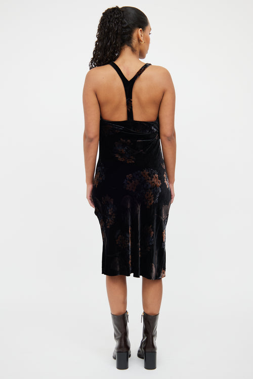 Armani Brown & Black Velvet Midi Dress