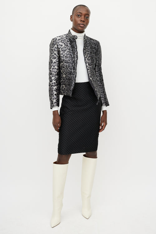 Armani Grey & Black Printed Puffer Jacket
