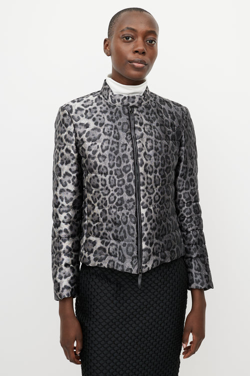 Armani Grey & Black Printed Puffer Jacket
