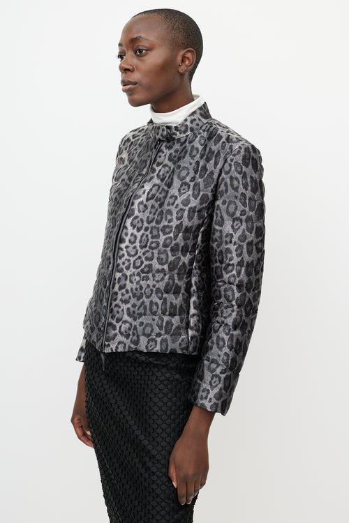 Armani Grey & Black Printed Puffer Jacket