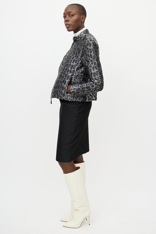Armani Grey & Black Printed Puffer Jacket