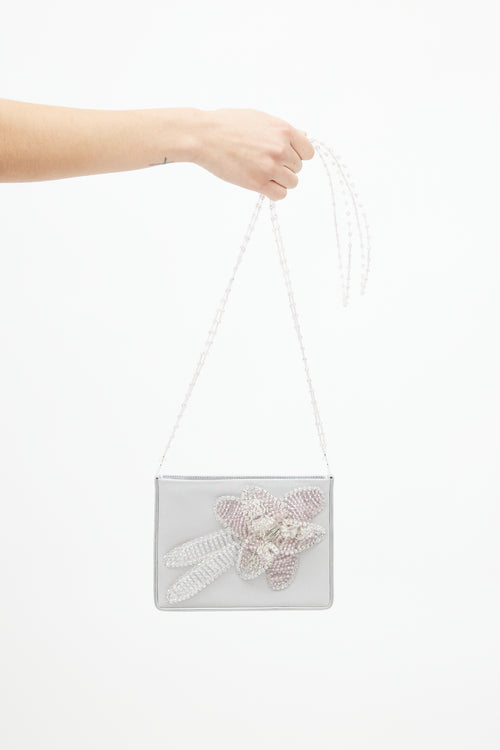 Armani Grey & Purple Floral Beaded Bag