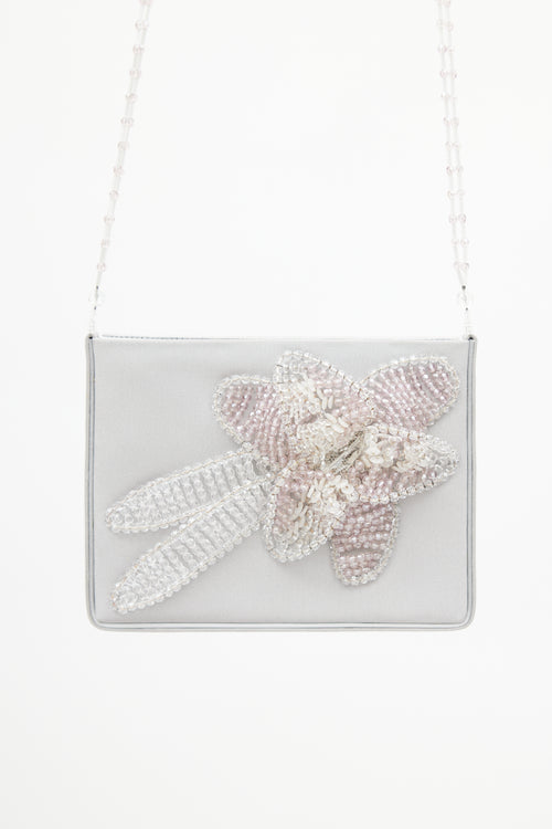 Armani Grey & Purple Floral Beaded Bag