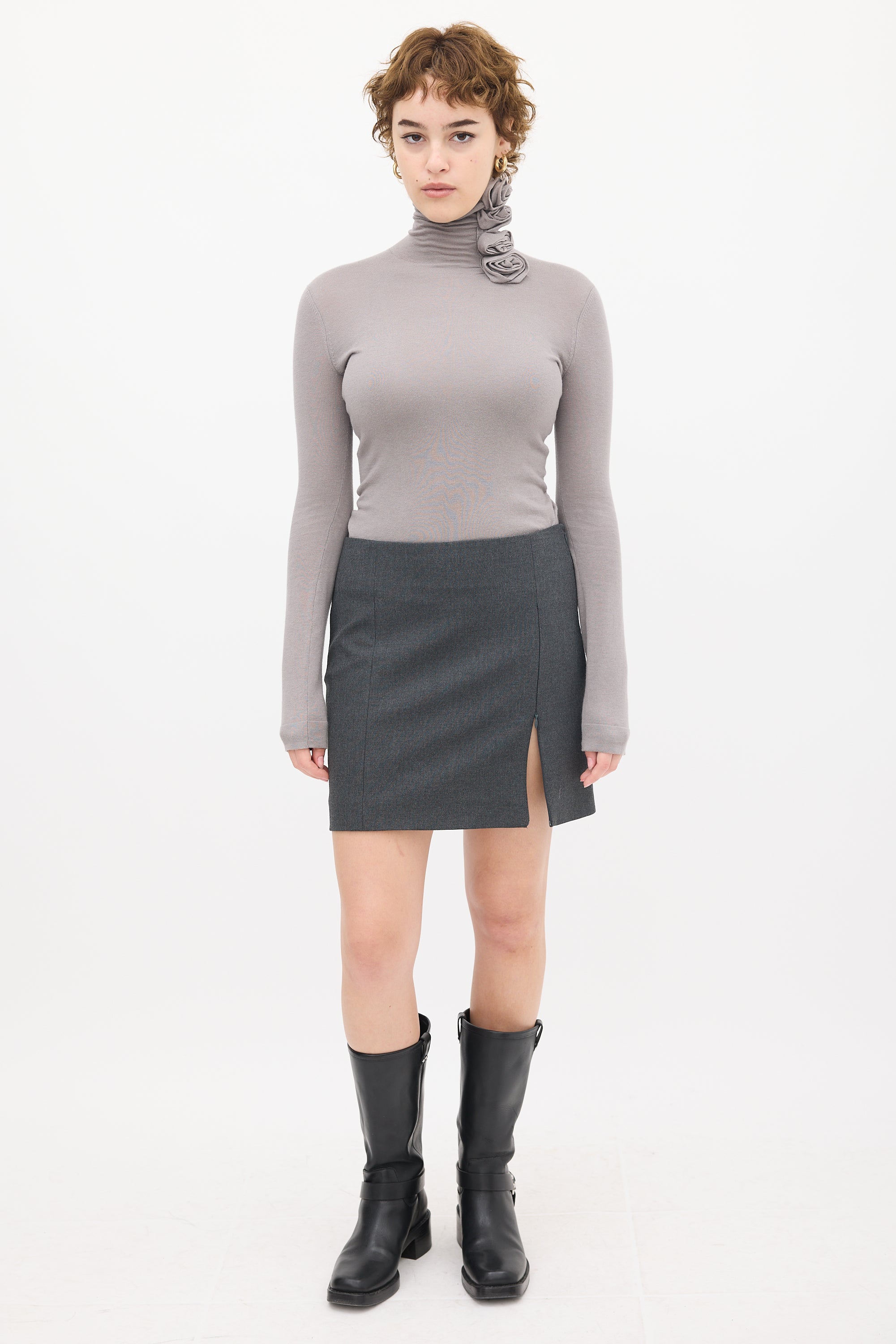 Armani Grey Rosette Knit Sweater