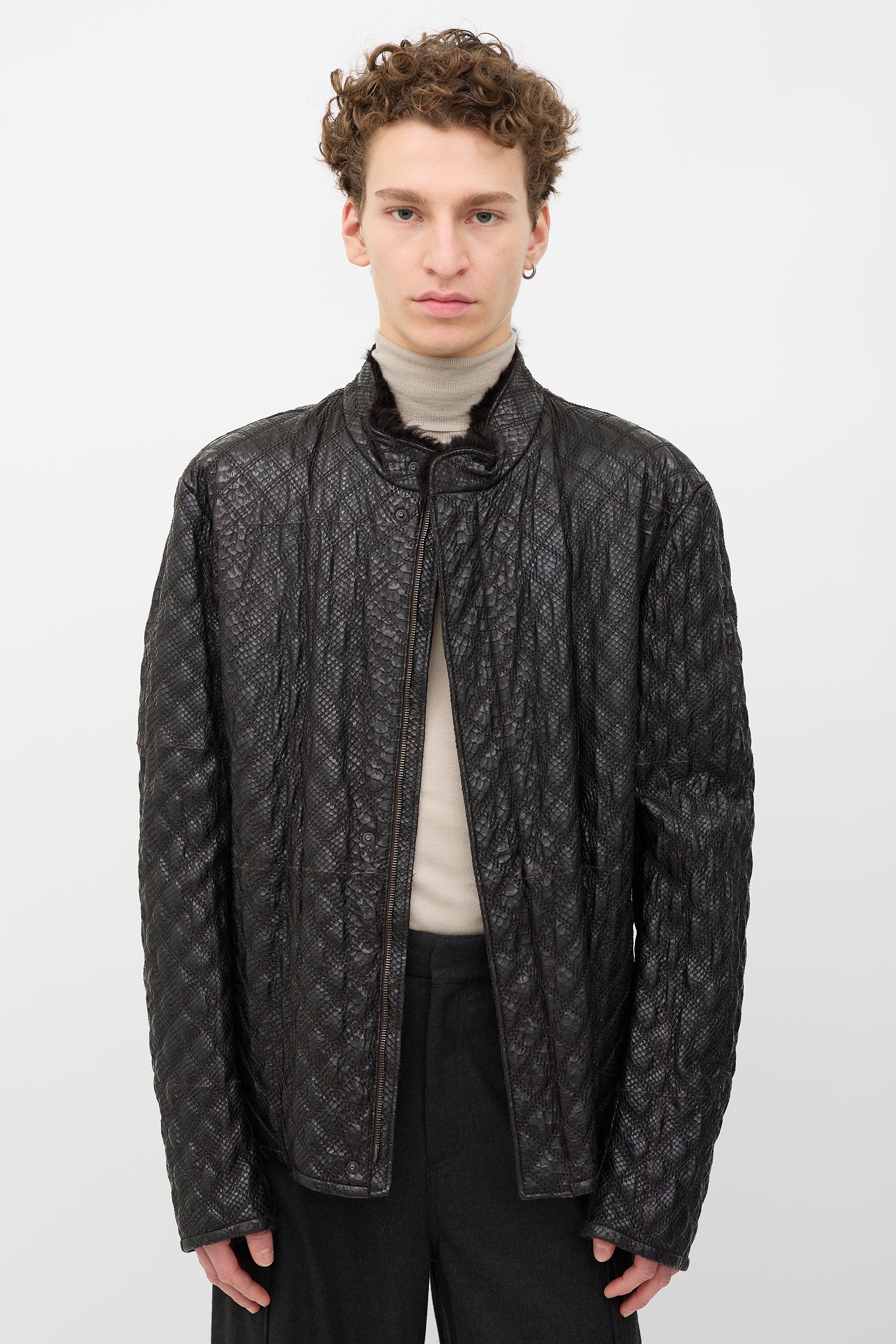 Armani Quilted Leather & Fur Jacket