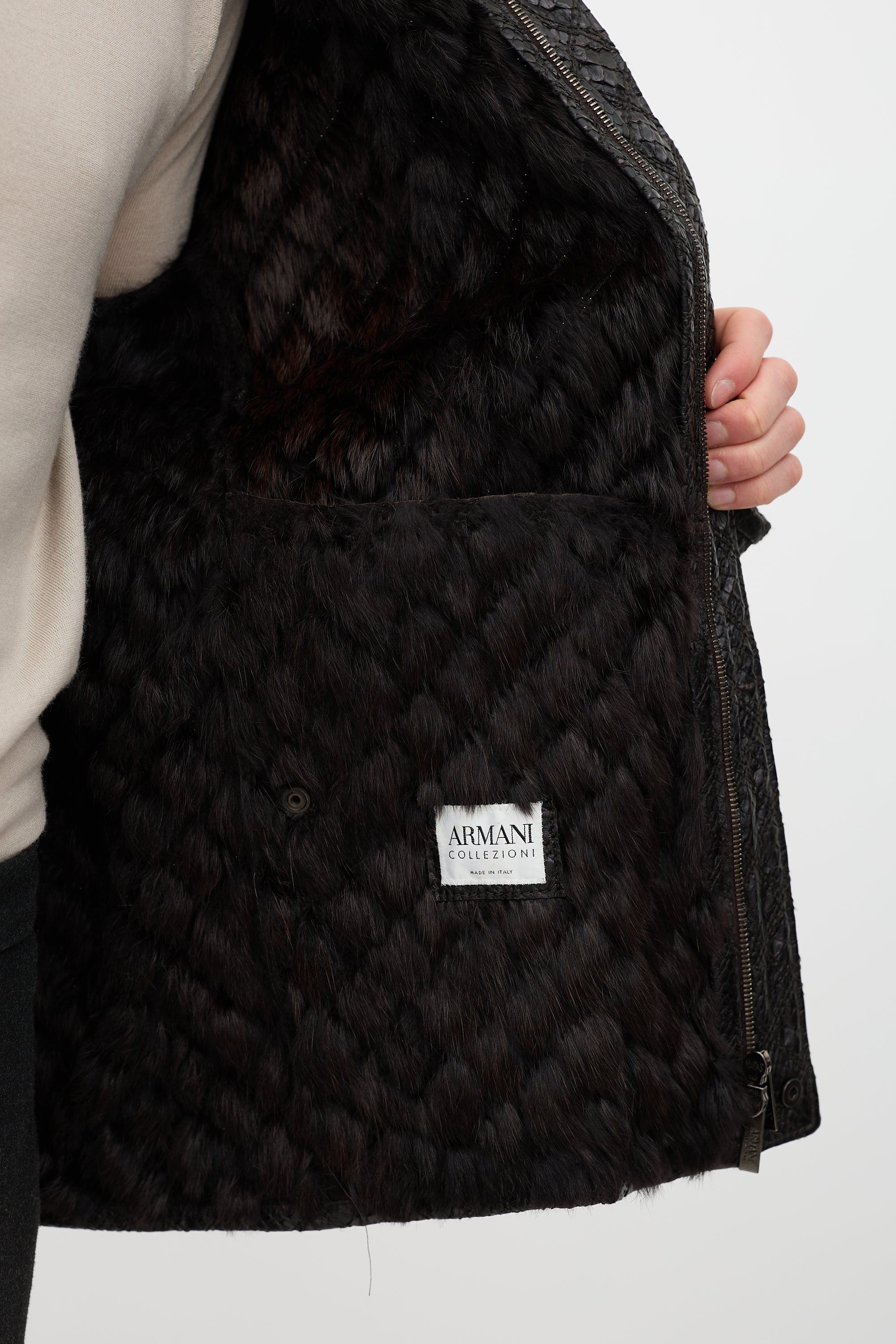 Armani Quilted Leather & Fur Jacket