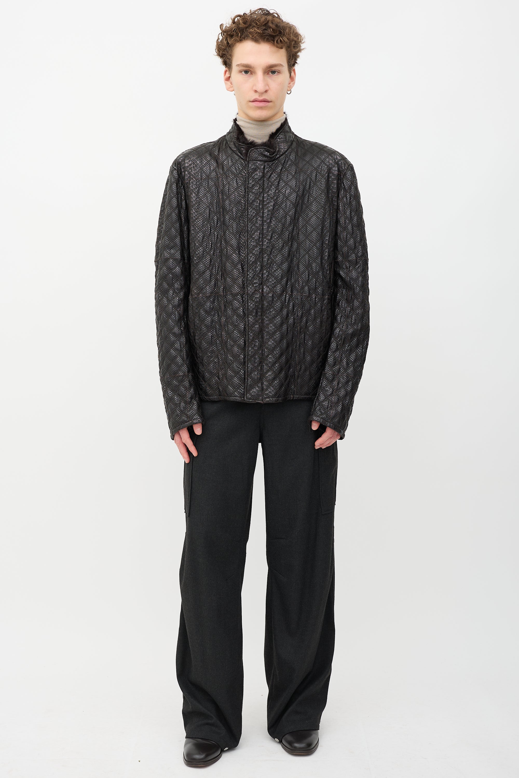Armani Quilted Leather & Fur Jacket