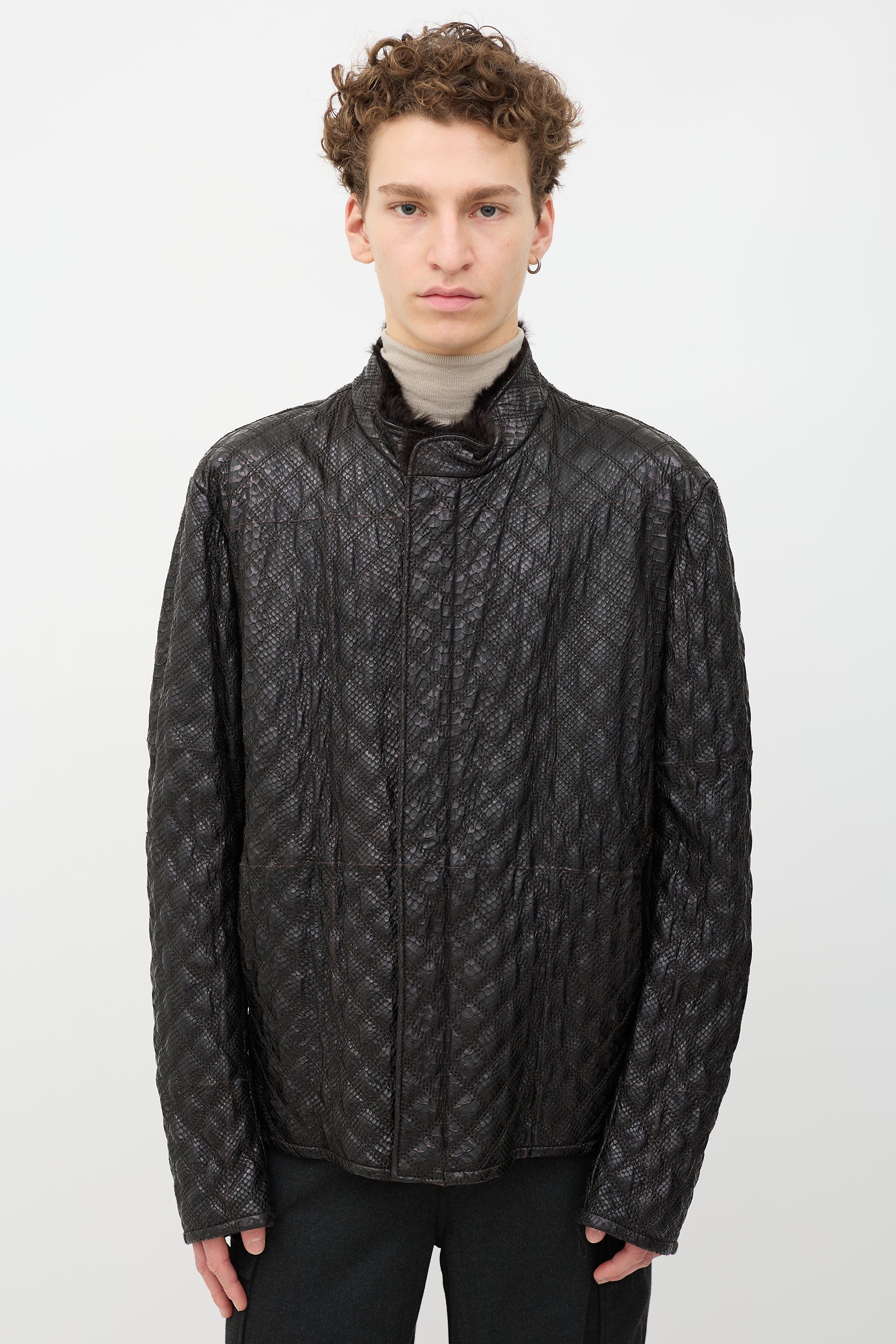 Armani Quilted Leather & Fur Jacket
