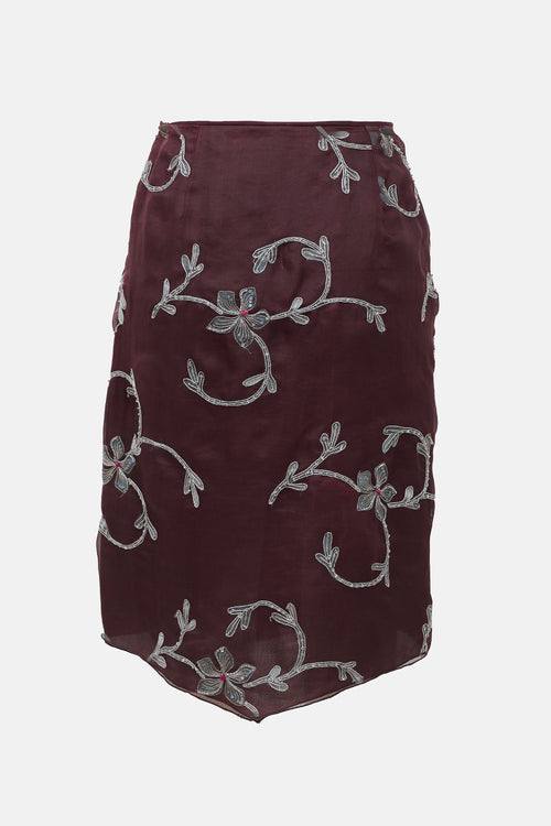 Armani Vintage Floral Beaded Skirt