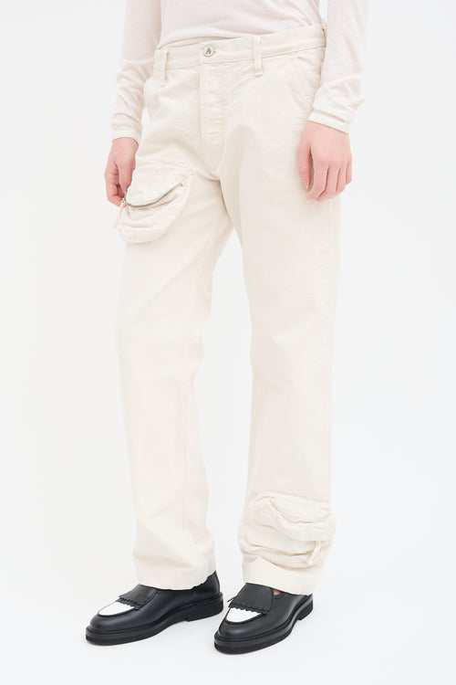 The Attico Cream Canvas Zip Pocket Pant