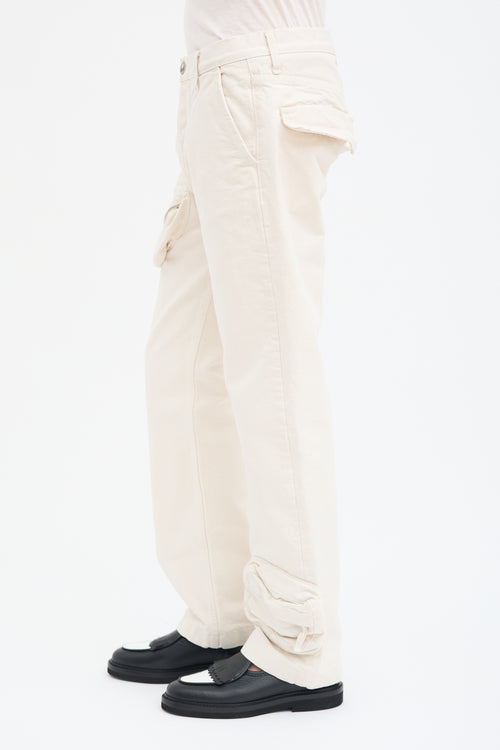 The Attico Cream Canvas Zip Pocket Pant