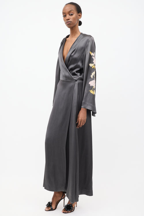 The Attico Dark Grey & Multi Embroidered Gown