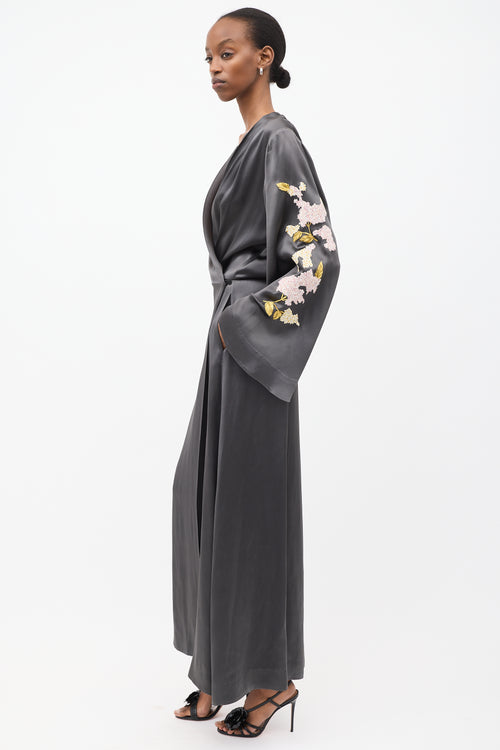The Attico Dark Grey & Multi Embroidered Gown