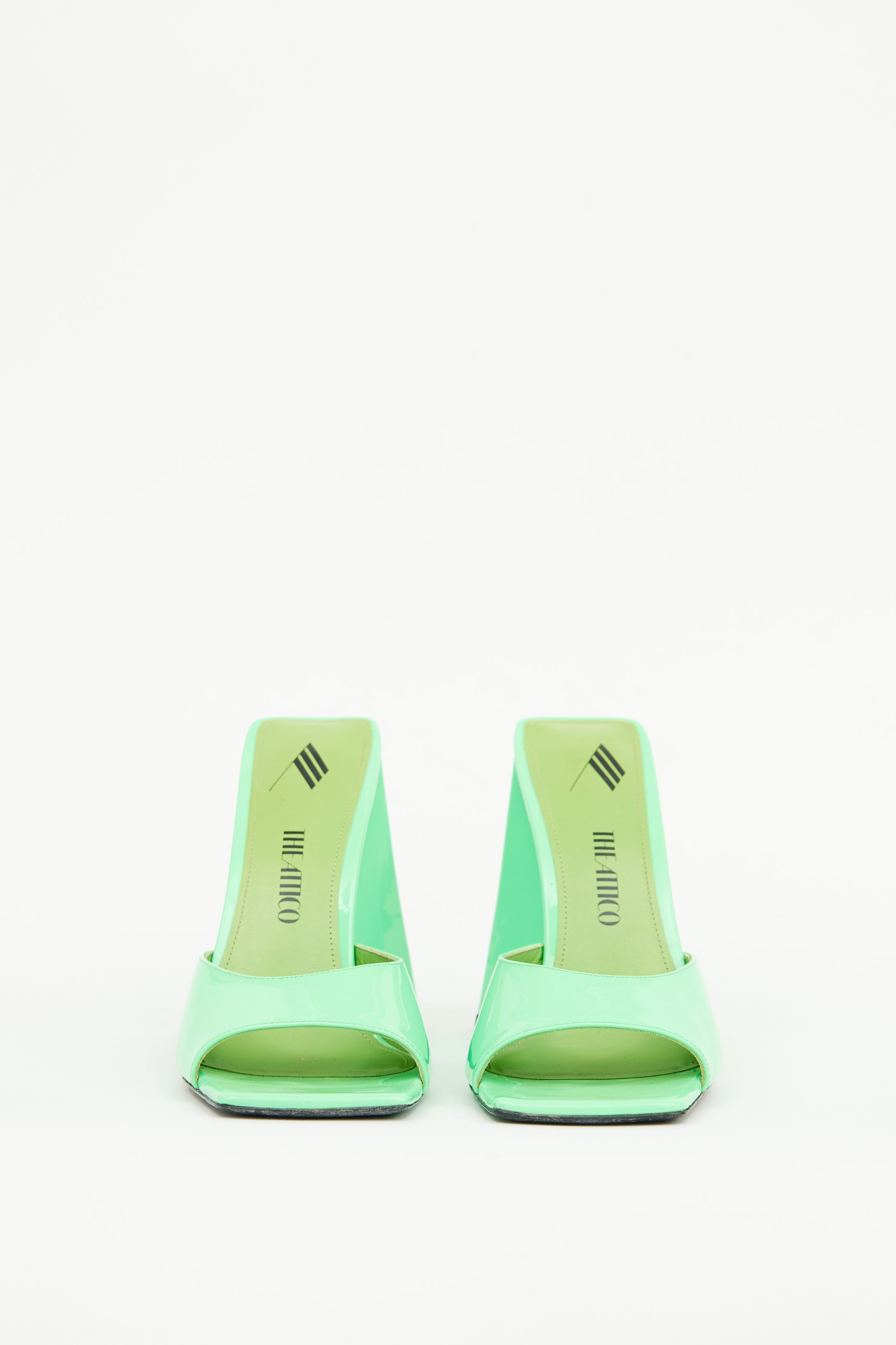 The Attico Green Patent Devon Mule Sandal